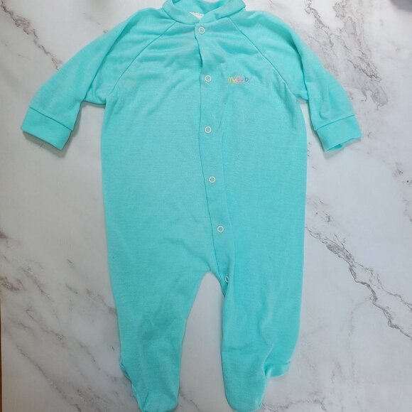 McBaby Vintage McDonald's Mint Green Footed Onepiece Bodysuit M (3-6M) - Picture 1 of 7